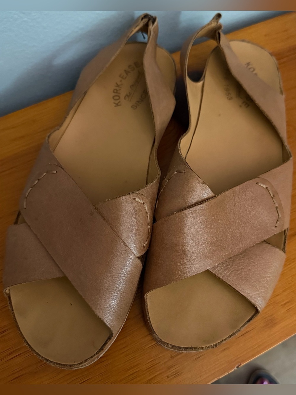 Kork-Ease Women's Taupe Cross-Strap Leather Slingback Sandals